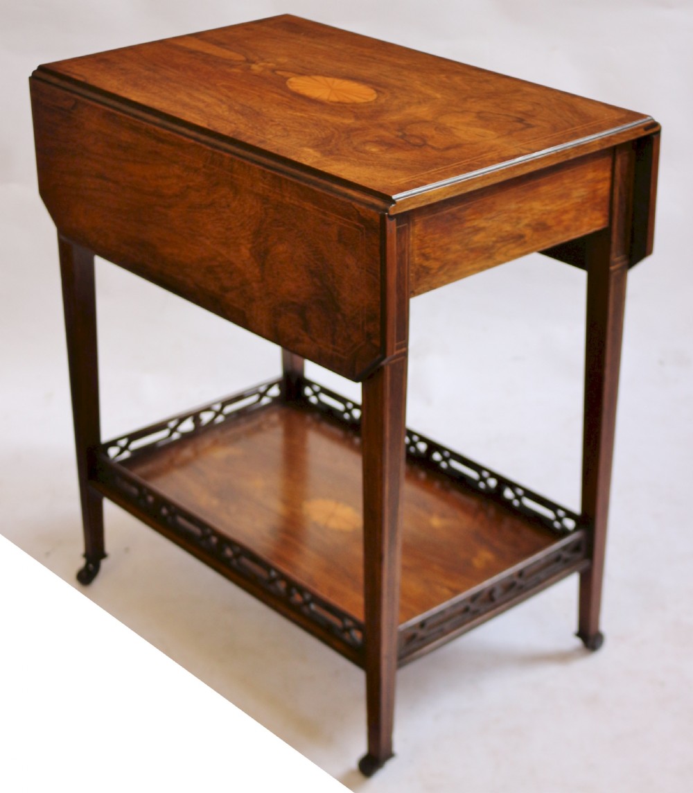 Edwardian Rosewood Inlaid 1 Drawer Sutherland Table View III
