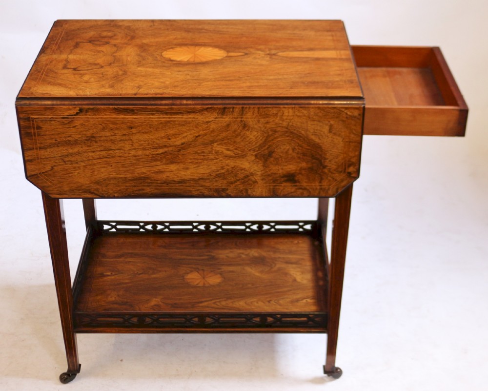 Edwardian Rosewood Inlaid 1 Drawer Sutherland Table View IV