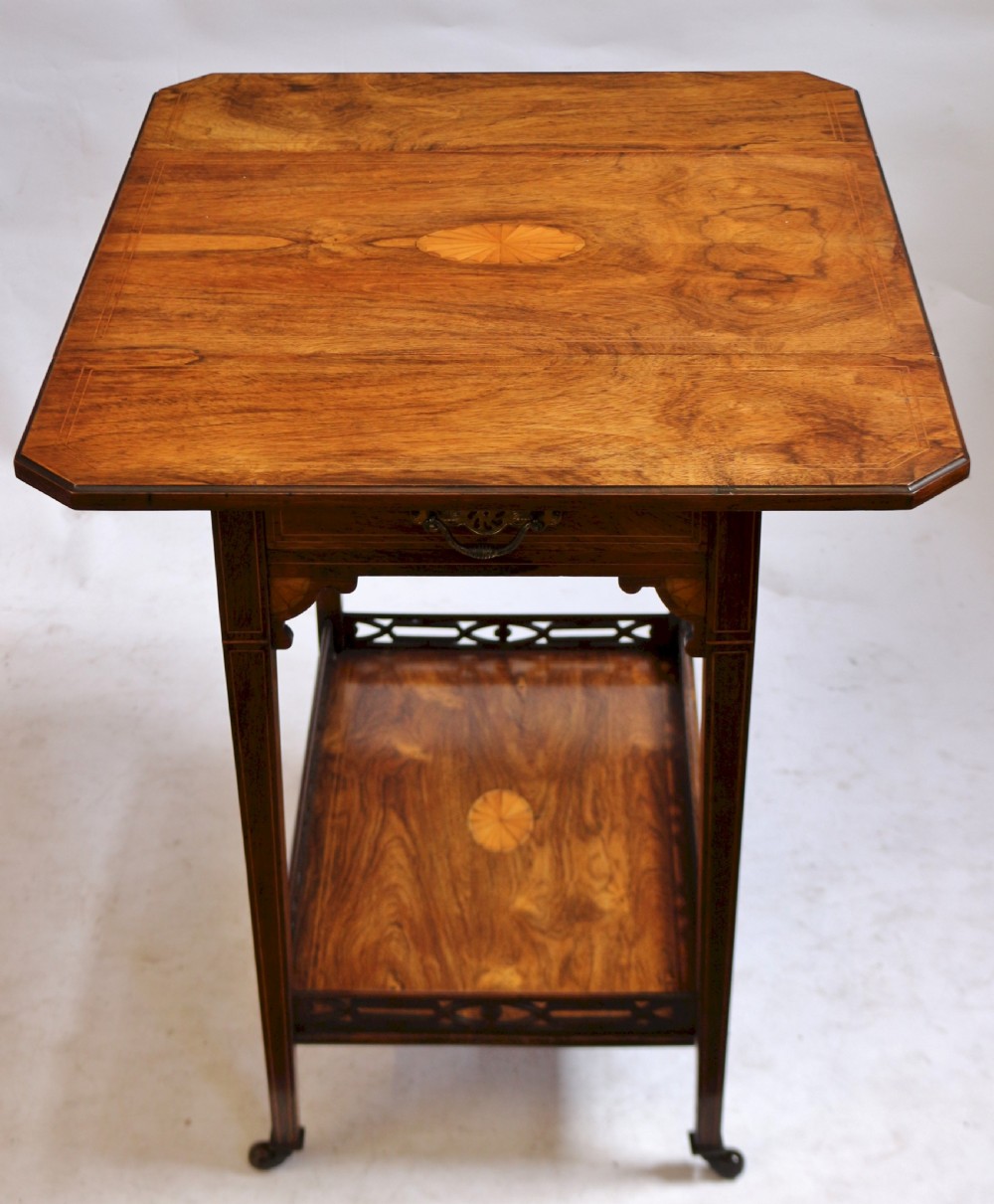 Edwardian Rosewood Inlaid 1 Drawer Sutherland Table View V