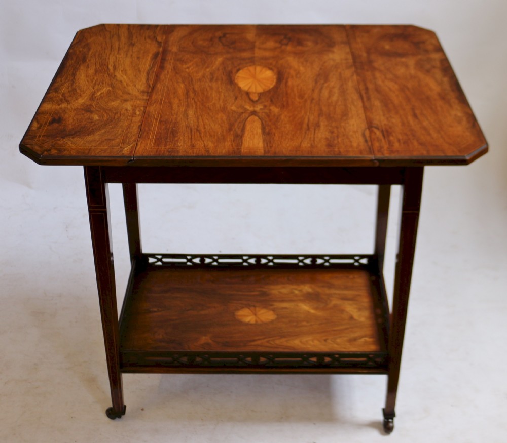 Edwardian Rosewood Inlaid 1 Drawer Sutherland Table View VI