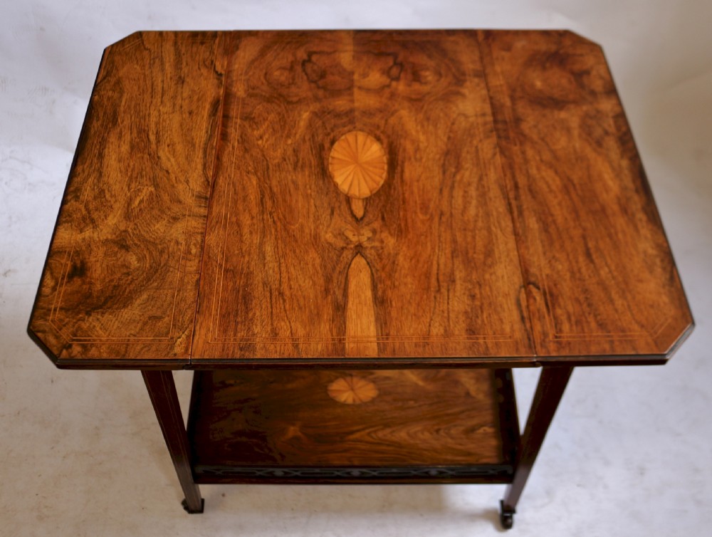 Edwardian Rosewood Inlaid 1 Drawer Sutherland Table View VII
