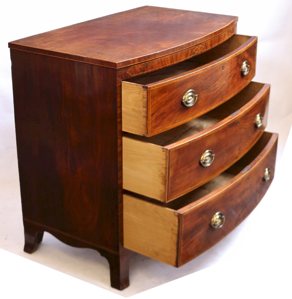 George 111 Mahogany Inlaid 3 Drawer Bow Chest View II