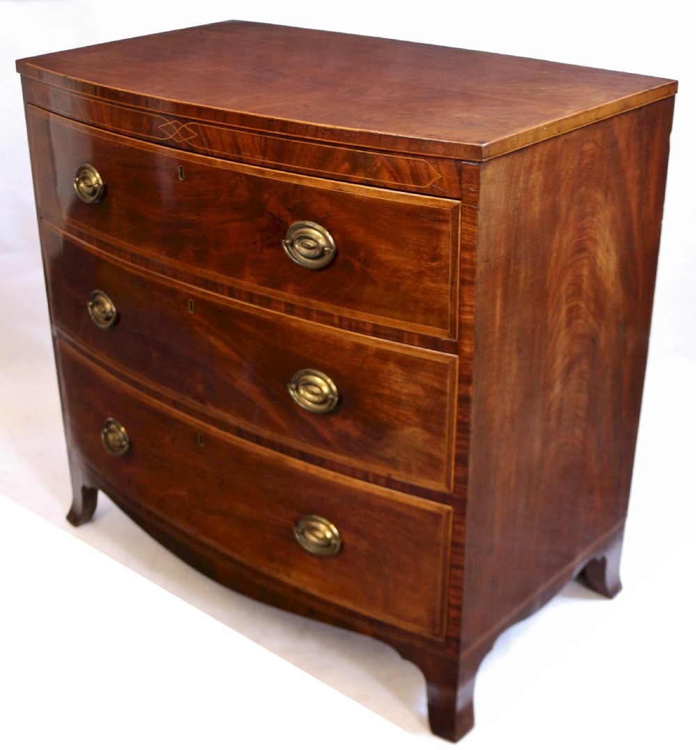 George 111 Mahogany Inlaid 3 Drawer Bow Chest View III