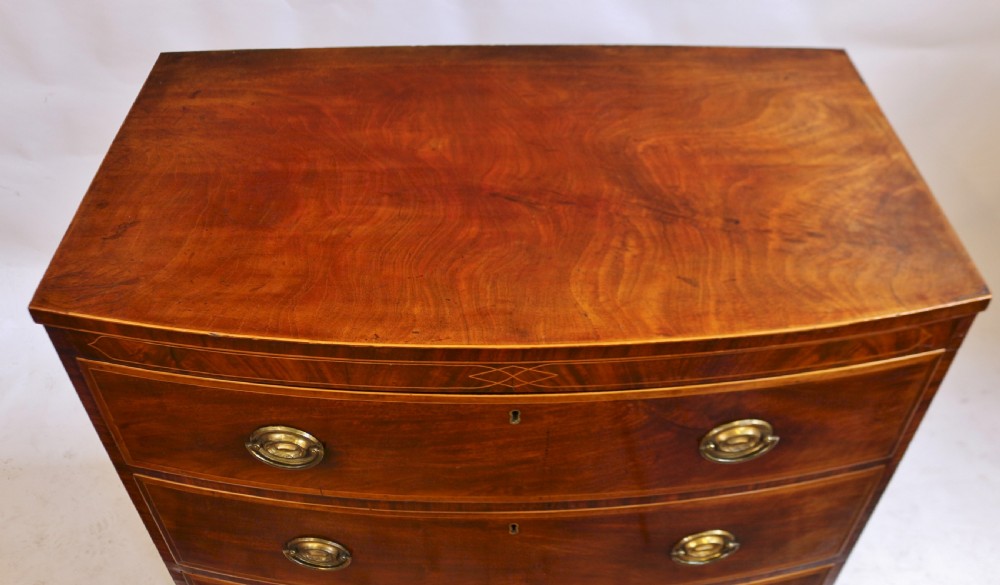 George 111 Mahogany Inlaid 3 Drawer Bow Chest View IV