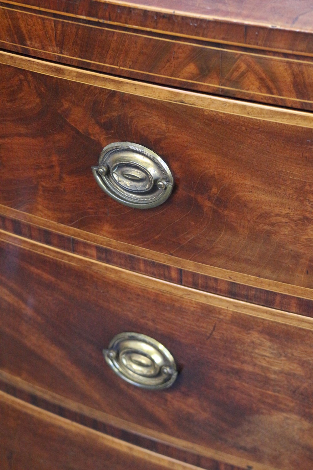 George 111 Mahogany Inlaid 3 Drawer Bow Chest View VI