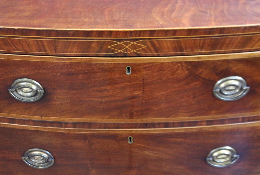 George 111 Mahogany Inlaid 3 Drawer Bow Chest View VII