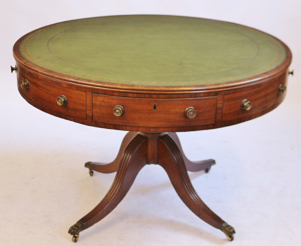 George 111 Mahogany 4 Drawer Circular Pedestal Drum Table