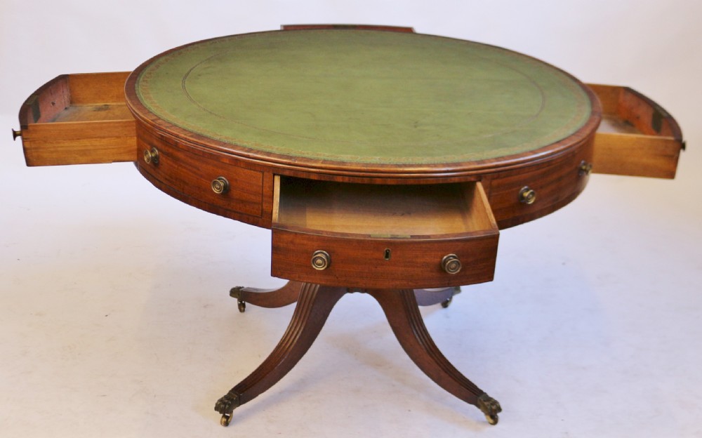 George 111 Mahogany 4 Drawer Circular Pedestal Drum Table View II