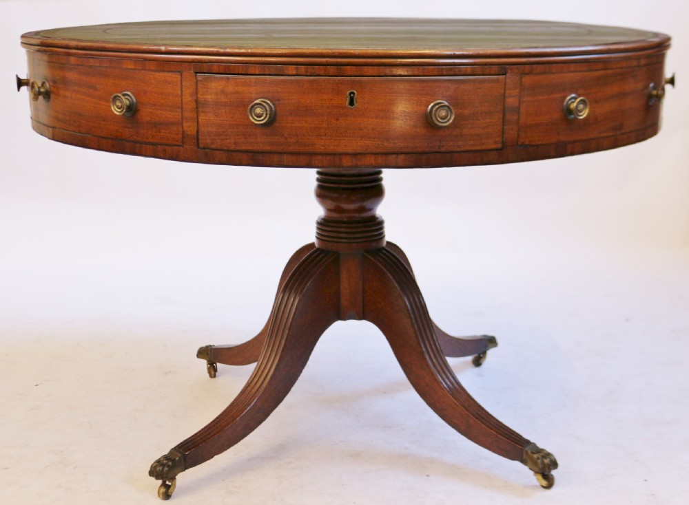 George 111 Mahogany 4 Drawer Circular Pedestal Drum Table View III