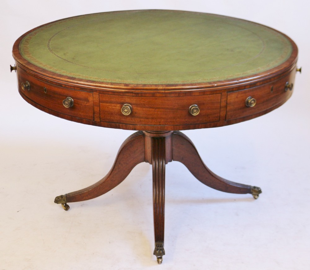 George 111 Mahogany 4 Drawer Circular Pedestal Drum Table View IV