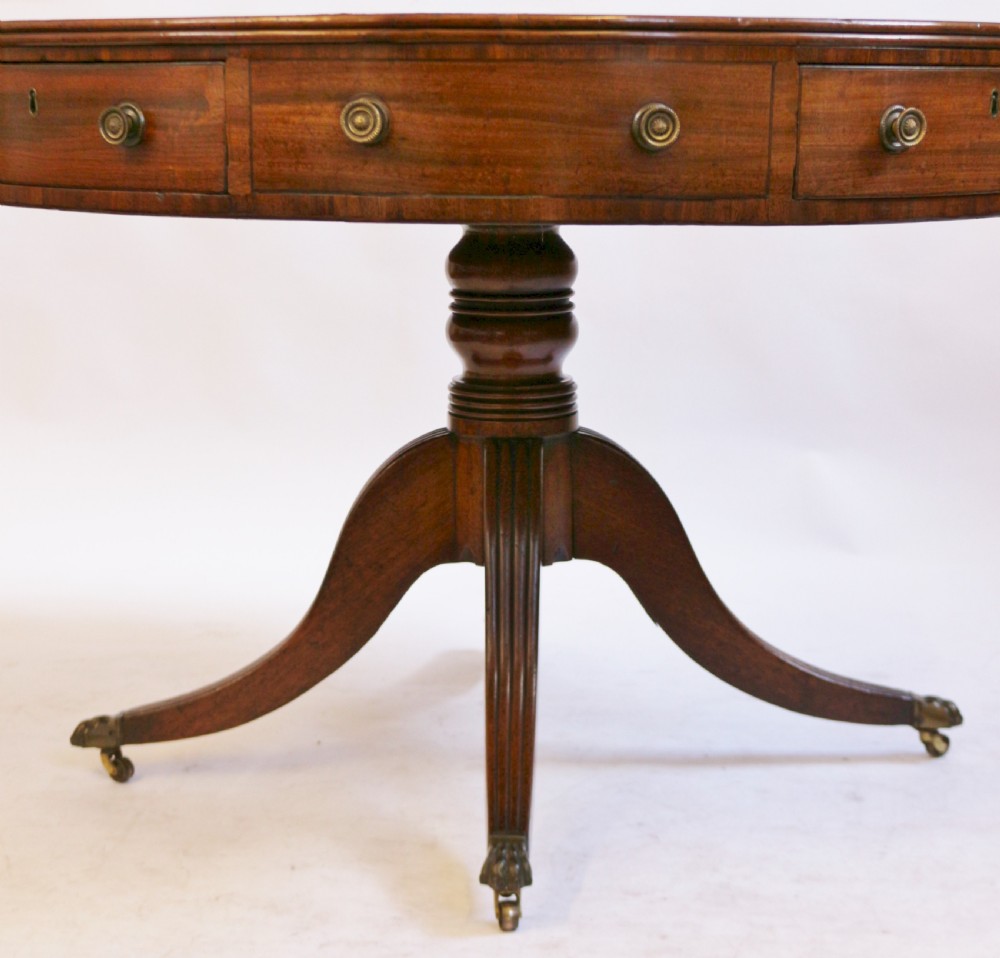 George 111 Mahogany 4 Drawer Circular Pedestal Drum Table View VI