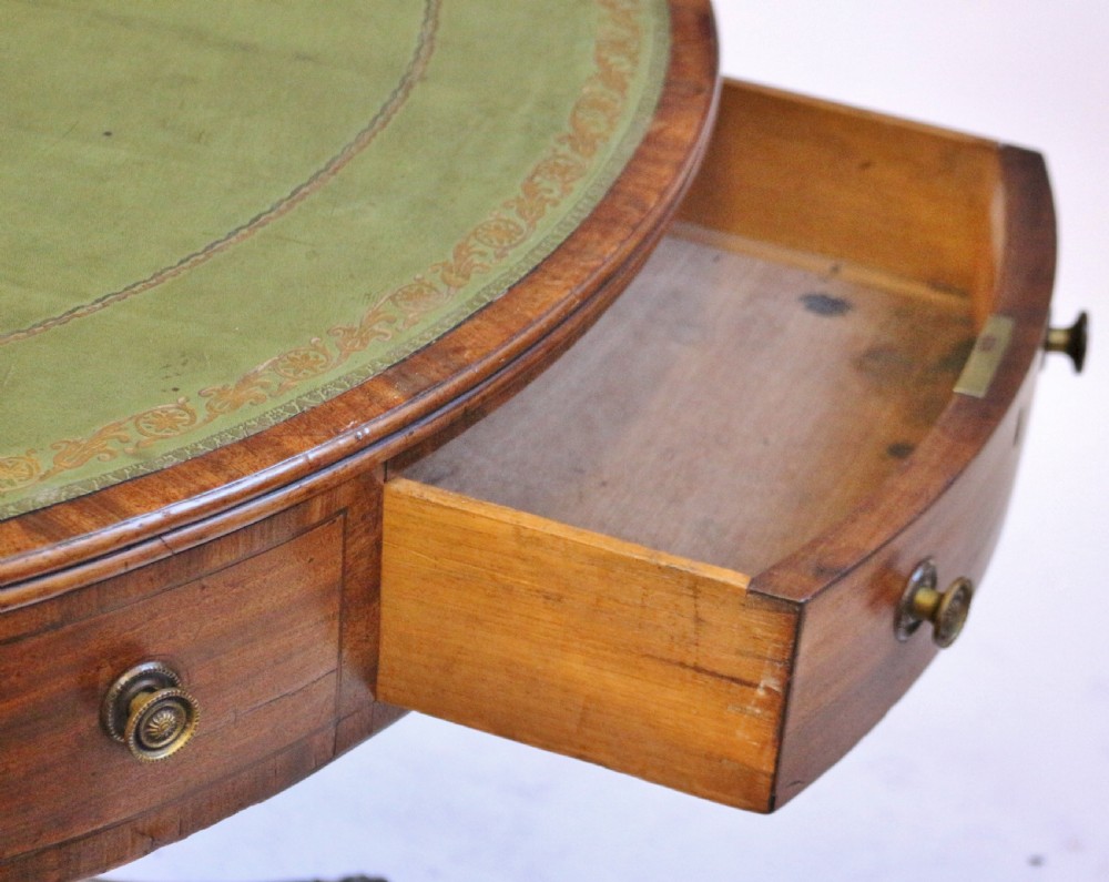 George 111 Mahogany 4 Drawer Circular Pedestal Drum Table View IX
