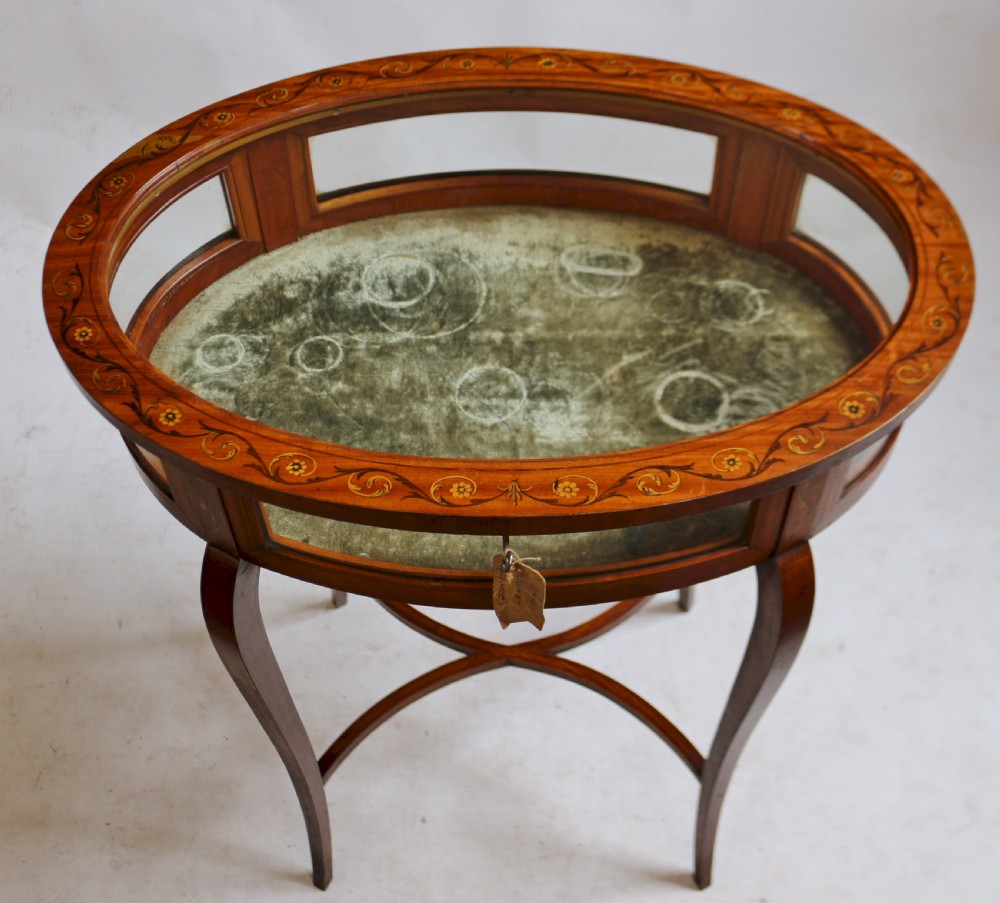 Edwardian Inlaid Satinwood Oval Shaped Bijouterie Table View III