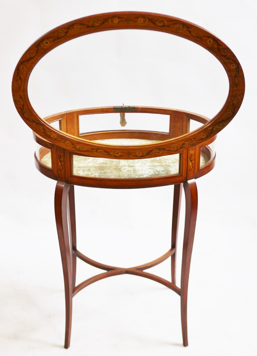Edwardian Inlaid Satinwood Oval Shaped Bijouterie Table View VI