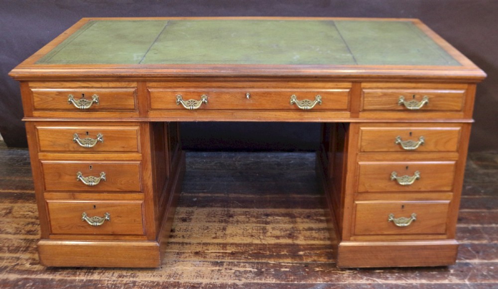 Late Victorian Solid Walnut 5' Kneehole Desk having 9 Mahogany Lined Drawers View II