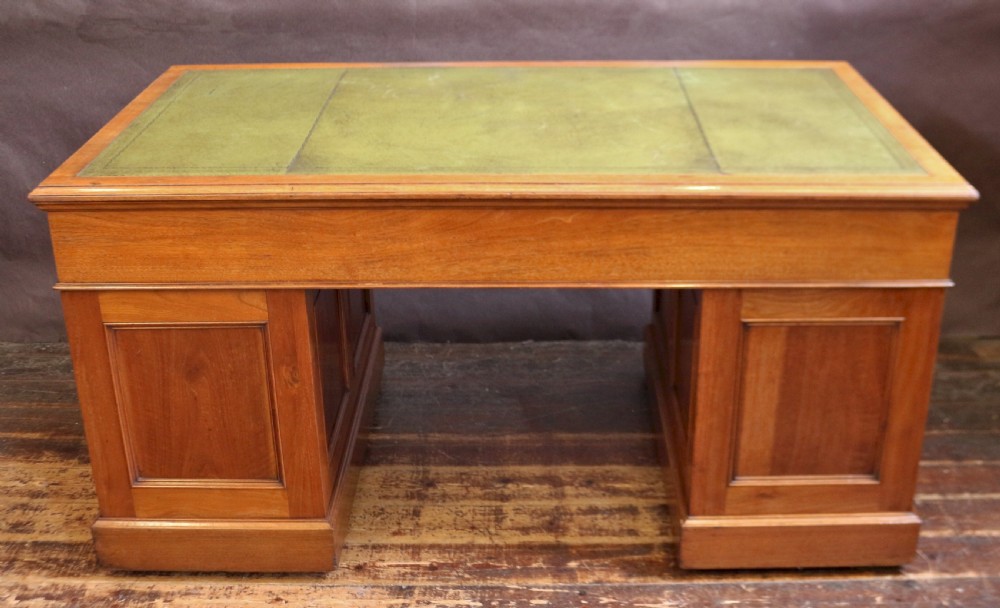Late Victorian Solid Walnut 5' Kneehole Desk having 9 Mahogany Lined Drawers View V