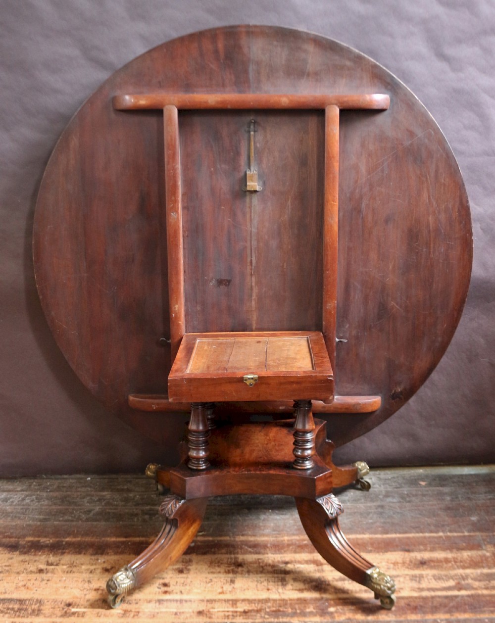 Regency Mahogany Large Round Tilt Top Dining Table View V