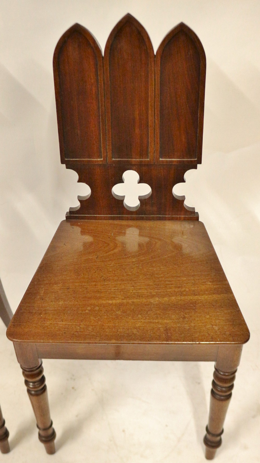 Regency Fine Mahogany Pair of 'Gothic' Hall Chairs View V