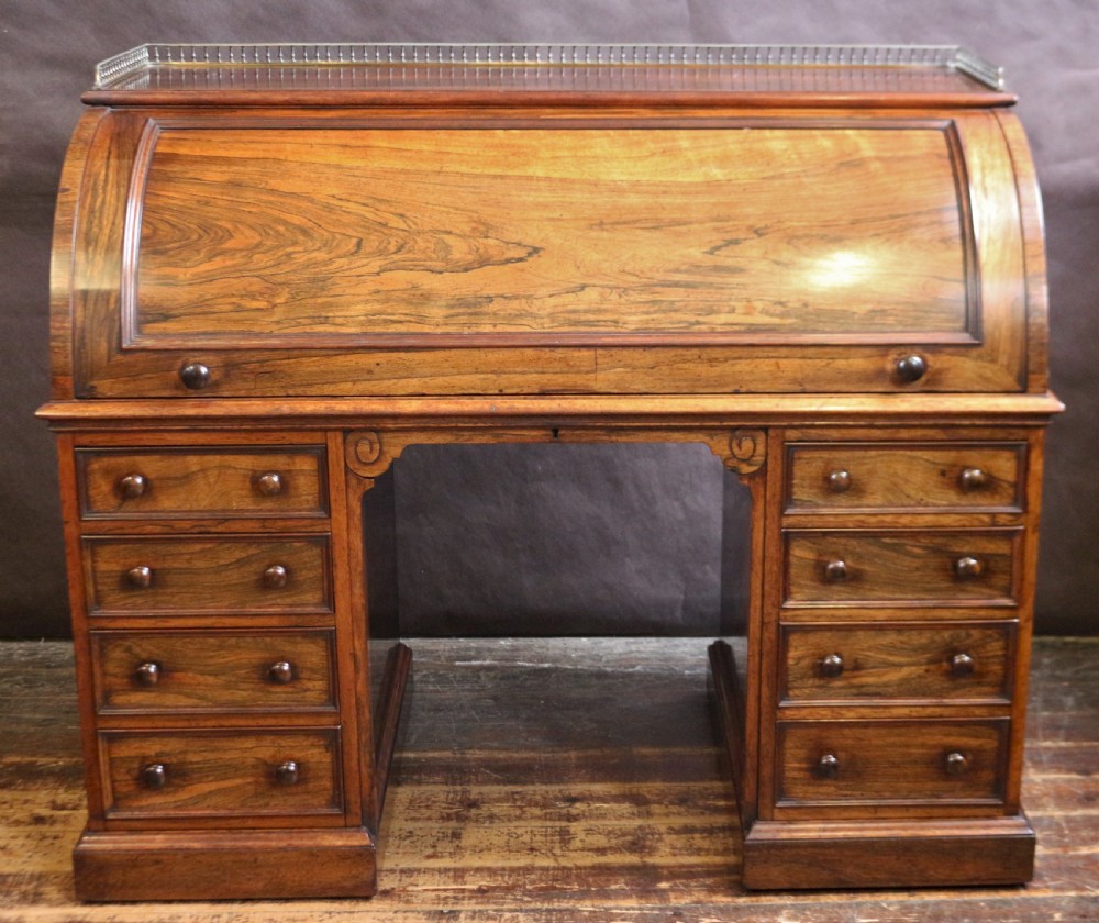 Fine Quality Early Victorian Rosewood Roll Top Desk