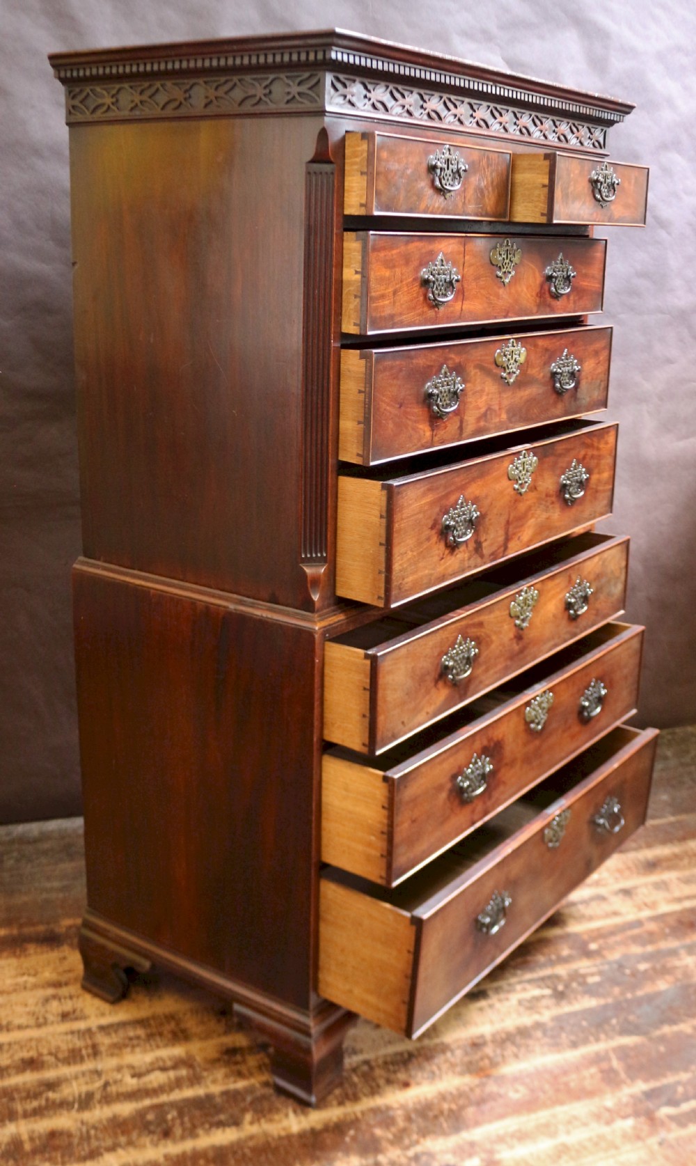 Fine George 111 Mahogany Tallboy Chest on Chest View II