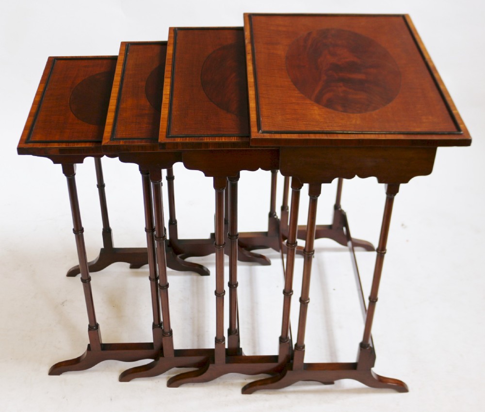 Edwardian Feathered Mahogany Nest of 4 Tables View III