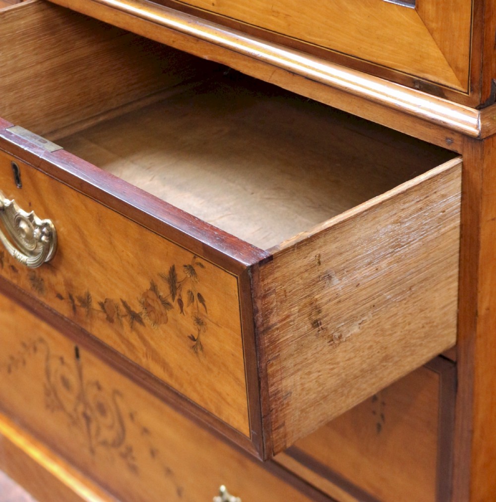 Late 19C Inlaid Satinwood 4 Door Breakfront Wardrobe View IX