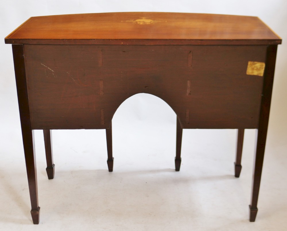 George 111 Small Inlaid Mahogany 3 Drawer Bowfront Sideboard View XI