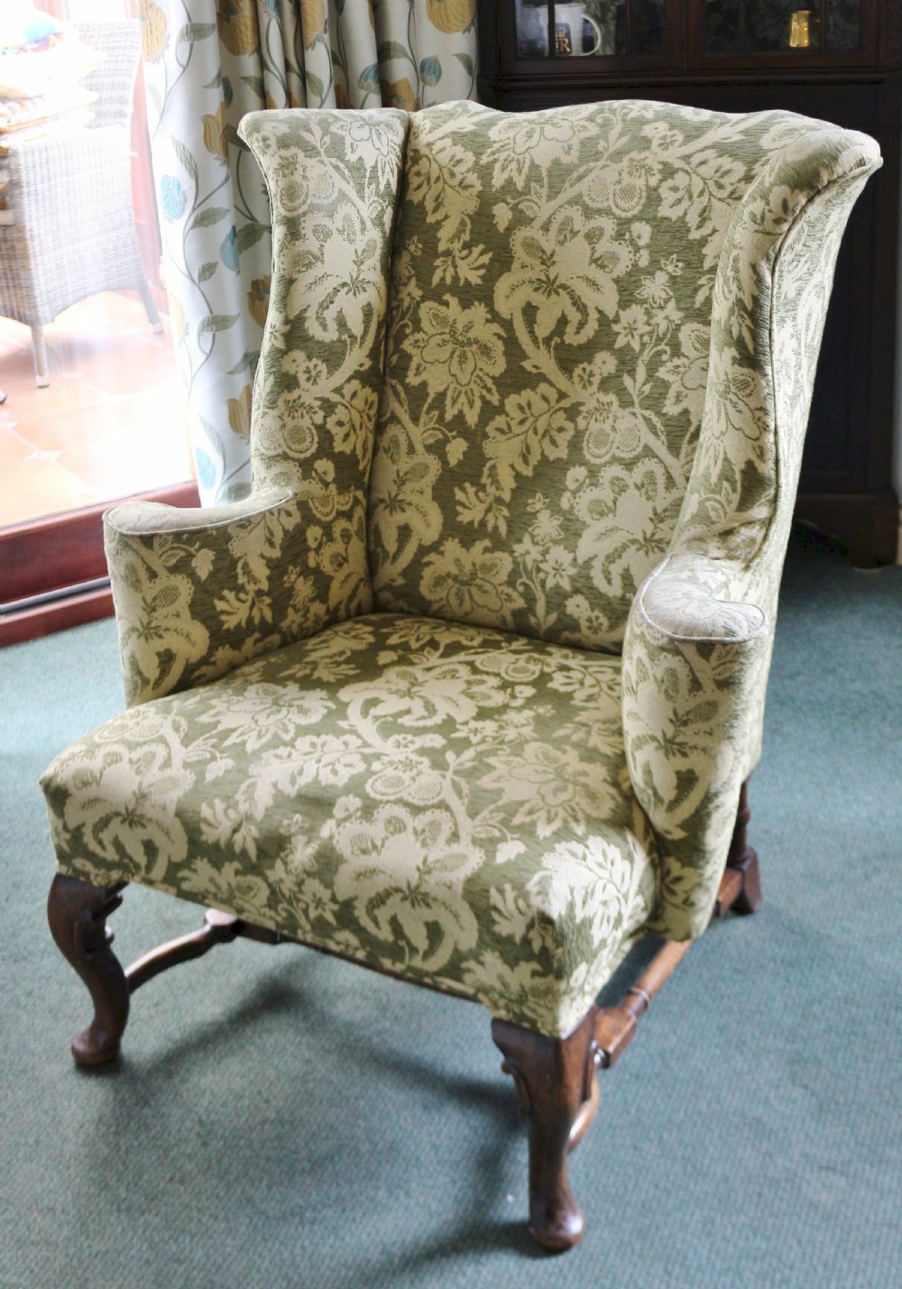 C1920 Oak Upholstered Wing Chair