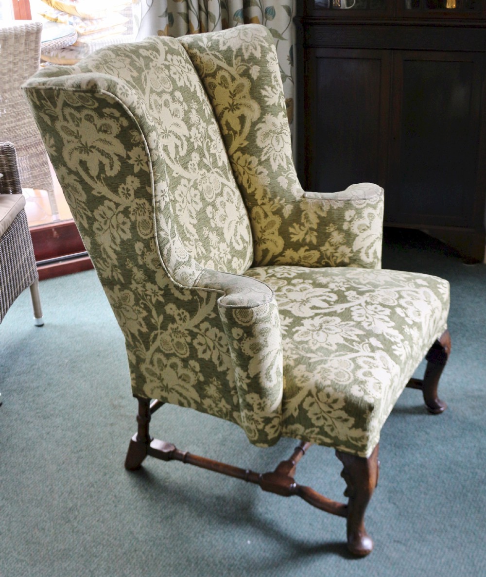 C1920 Oak Upholstered Wing Chair View II