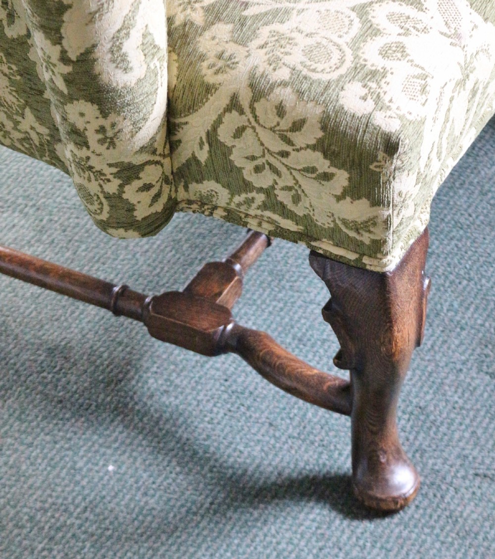 C1920 Oak Upholstered Wing Chair View III