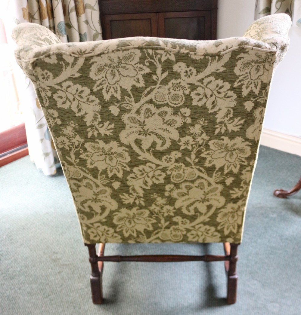 C1920 Oak Upholstered Wing Chair View IV