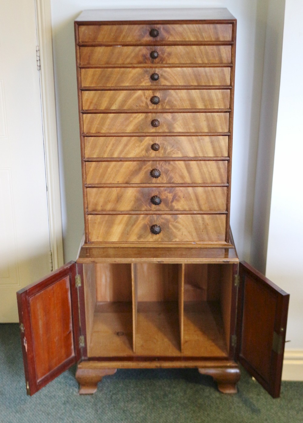 19C Mahogany Collectors Chest on Cupboard View III