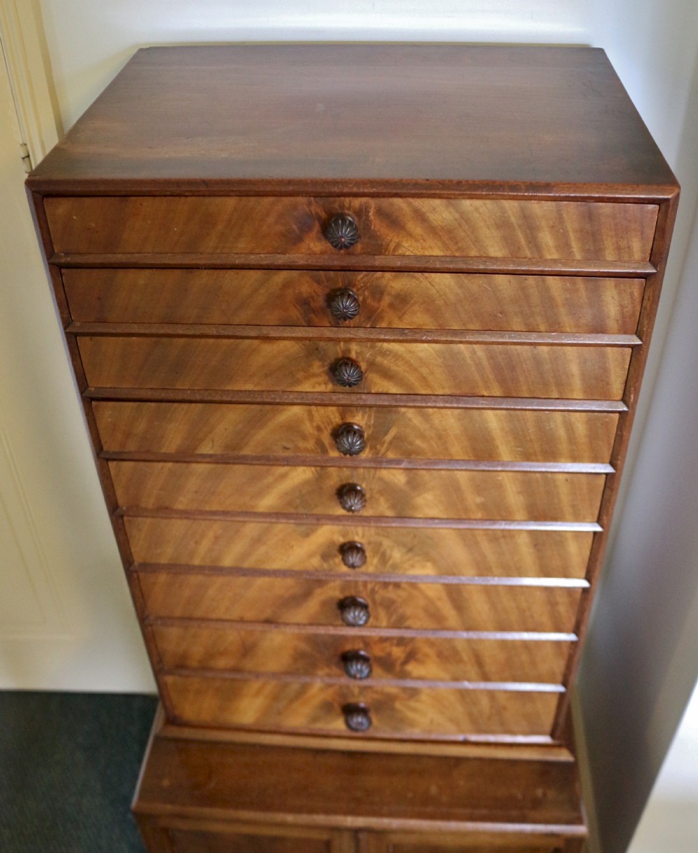 19C Mahogany Collectors Chest on Cupboard View IV