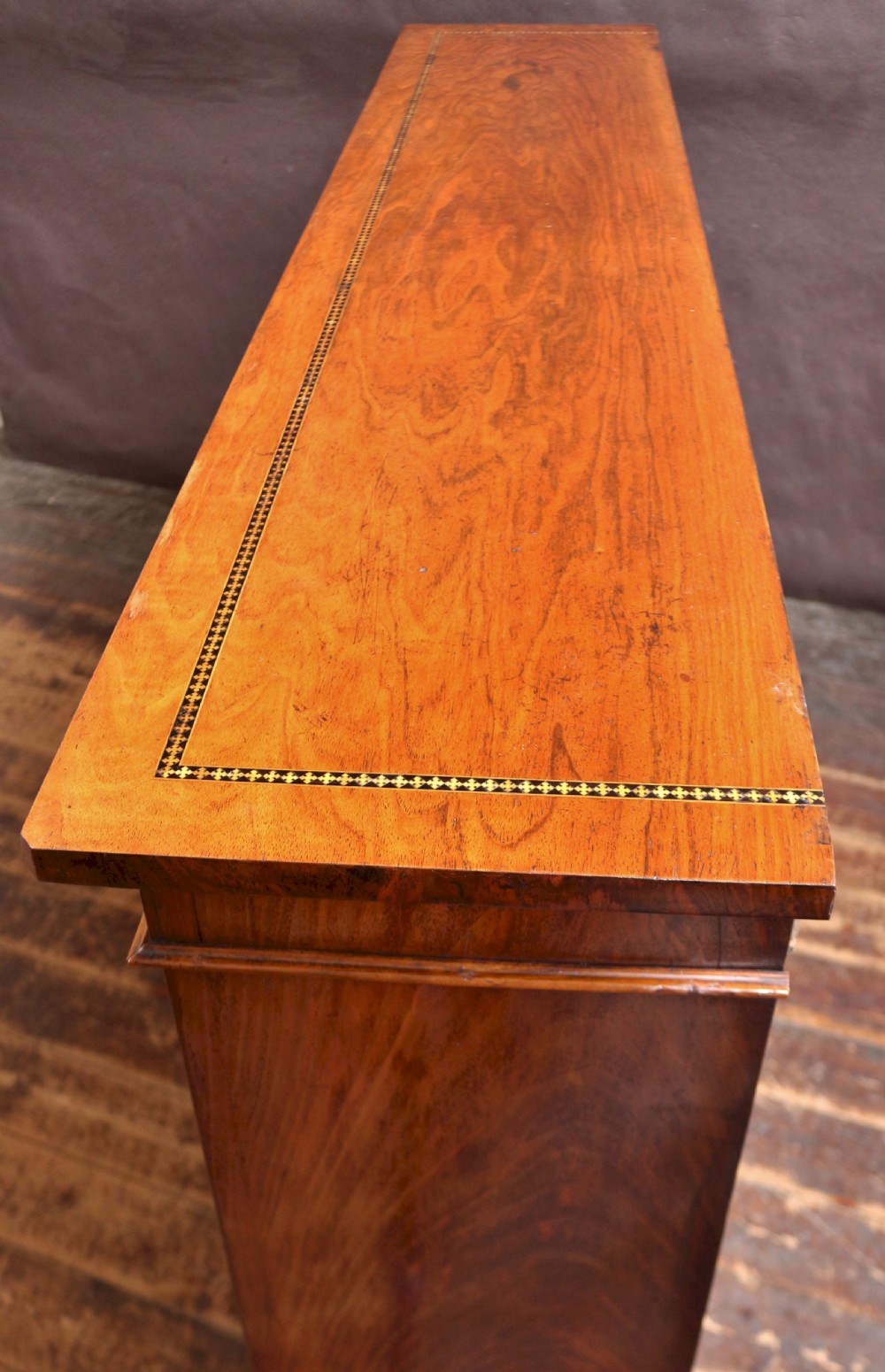 Fine Quality Victorian Figured Walnut Open Bookcase  View IV