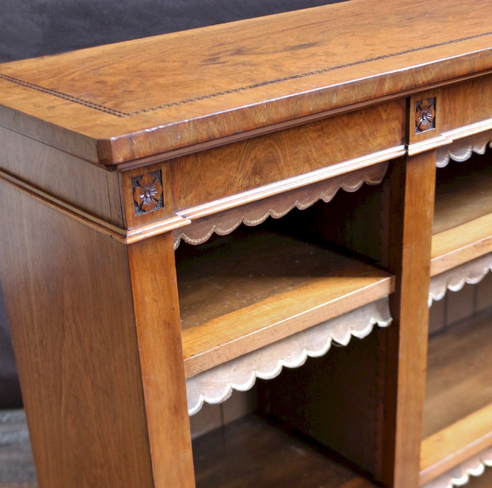 Fine Quality Victorian Figured Walnut Open Bookcase  View V