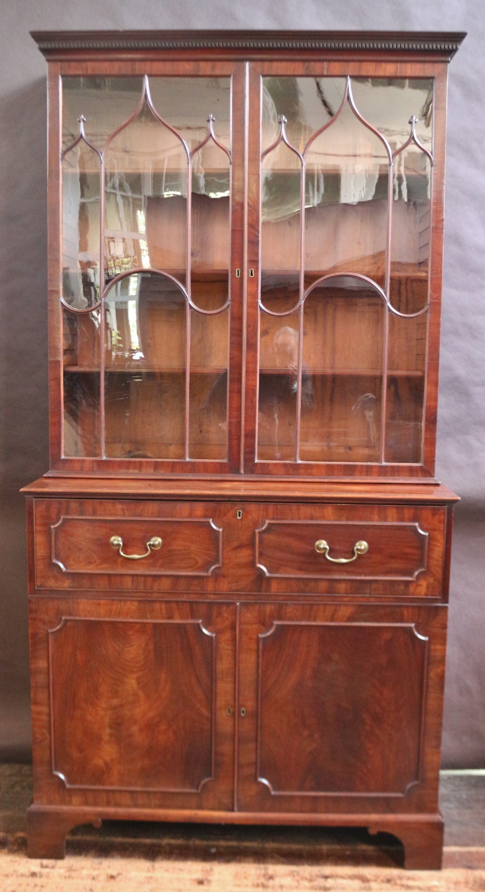 Fine George 111 Mahogany Secretaire Bookcase