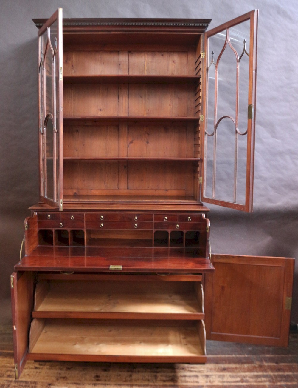 Fine George 111 Mahogany Secretaire Bookcase View II