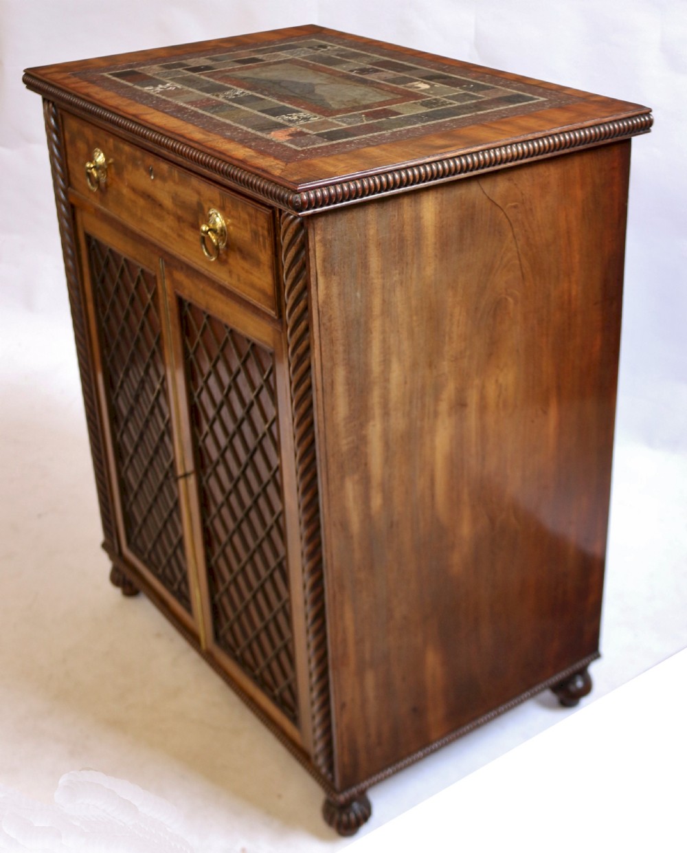 Regency Mahogany 2 Door Side Cabinet with Variated Marble Top View III