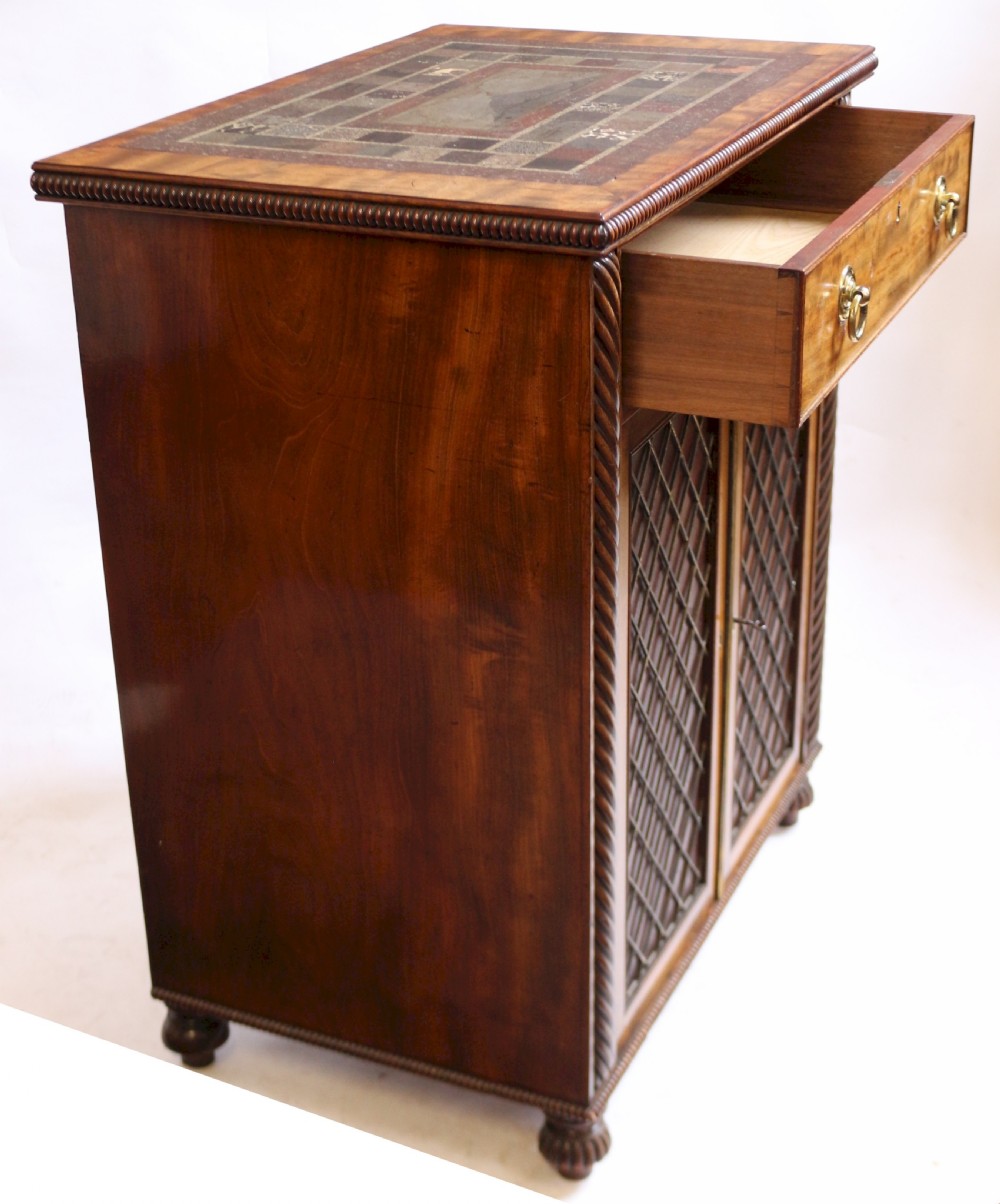 Regency Mahogany 2 Door Side Cabinet with Variated Marble Top View IV