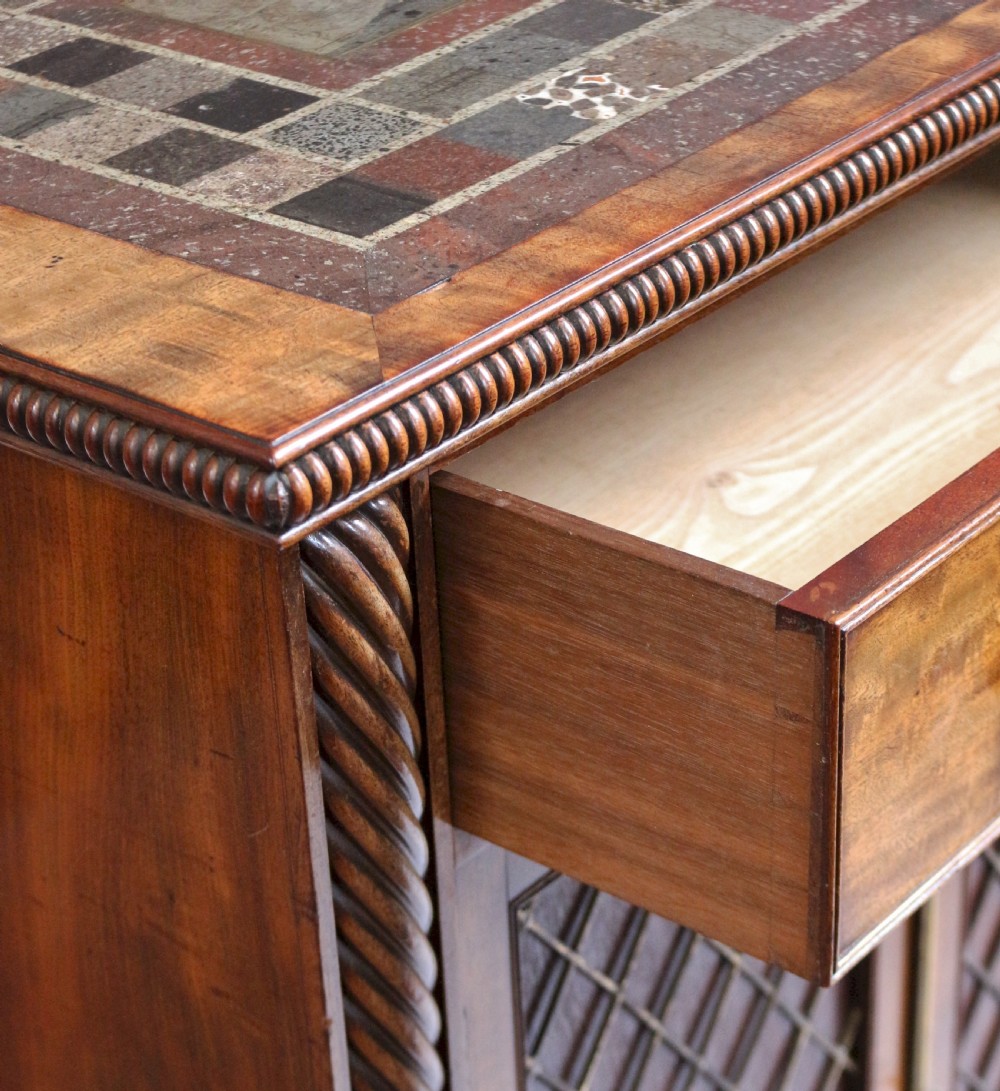Regency Mahogany 2 Door Side Cabinet with Variated Marble Top View V