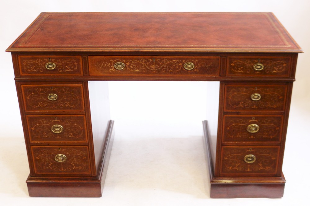 Edwardian Inlaid Mahogany Kneehole Desk