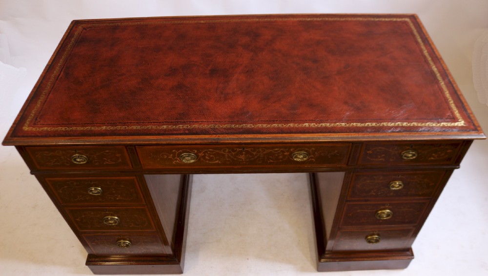 Edwardian Inlaid Mahogany Kneehole Desk View II