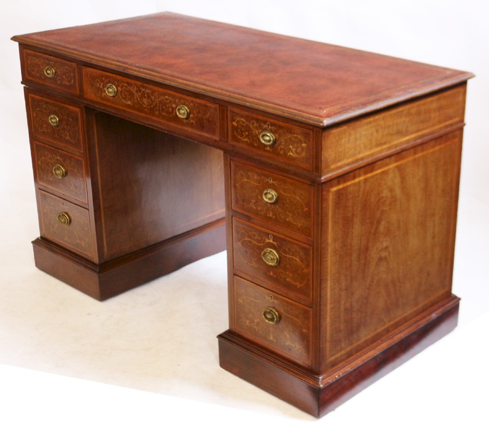 Edwardian Inlaid Mahogany Kneehole Desk View III