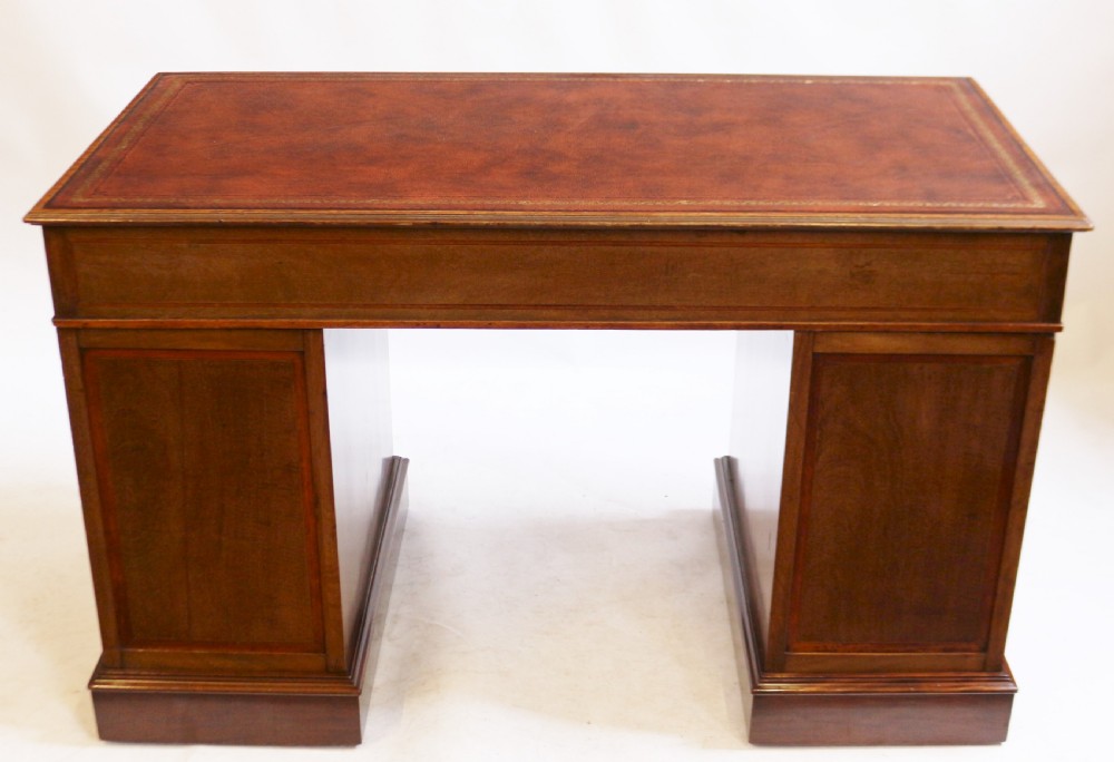 Edwardian Inlaid Mahogany Kneehole Desk View VI