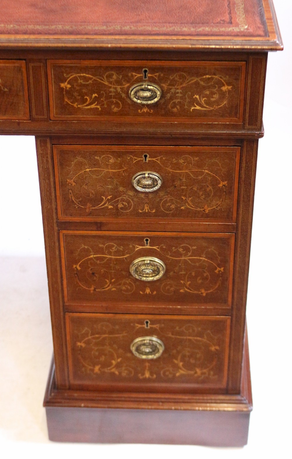 Edwardian Inlaid Mahogany Kneehole Desk View IX