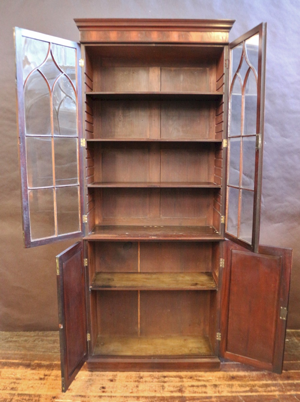 George 111 Mahogany Slim Cupboard Base Bookcase View II