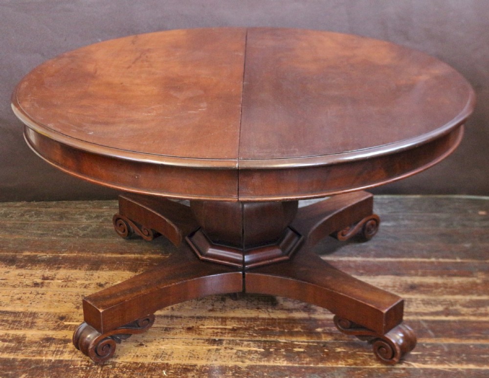 William 1V Mahogany Pedestal Extending Dining Table with 3 Leaves View IV