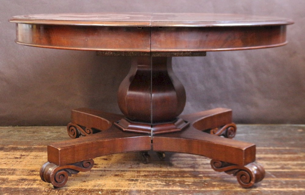 William 1V Mahogany Pedestal Extending Dining Table with 3 Leaves View V