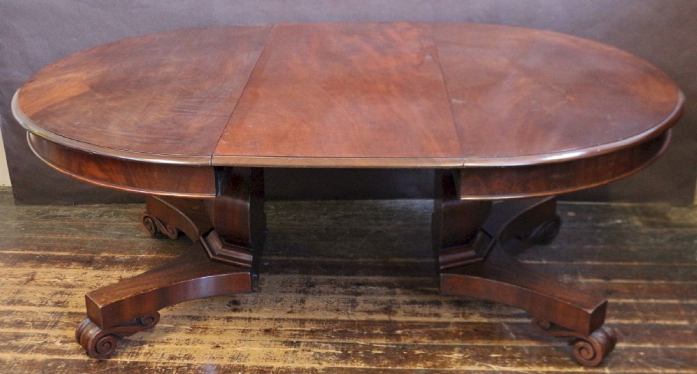 William 1V Mahogany Pedestal Extending Dining Table with 3 Leaves View VI