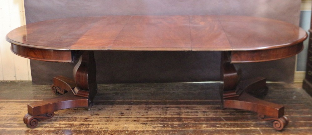 William 1V Mahogany Pedestal Extending Dining Table with 3 Leaves View IX